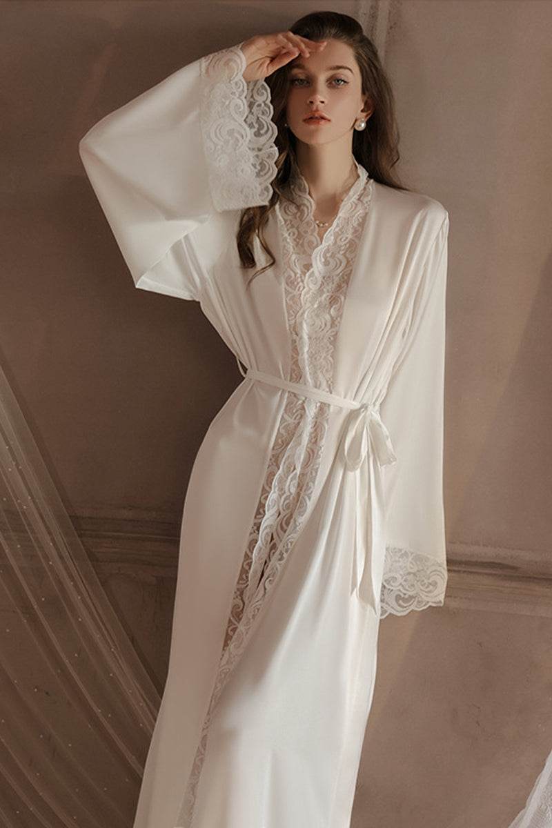 Sexy Lace Panelled Length Robes For Bride 875471798417 - COCOMELODY